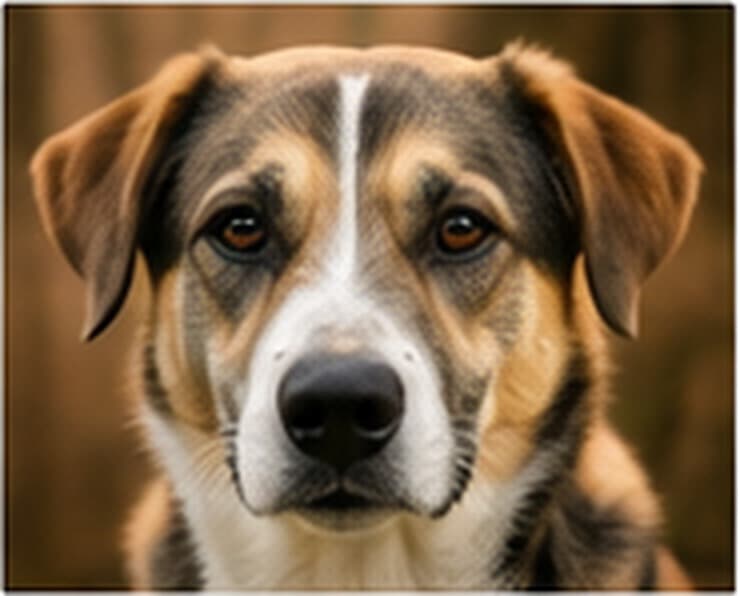 Hund mit sanftem Blick im Freien